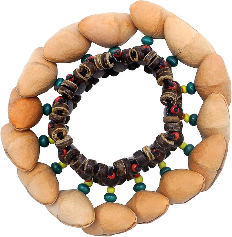 GOGHOST Cacho Seed Rattle Bracelet Anklet, 2 PCS African Shaker Nut Shell Bracelet Natural Percussion Accessories Musical Instrument(Chacha) - Image 2